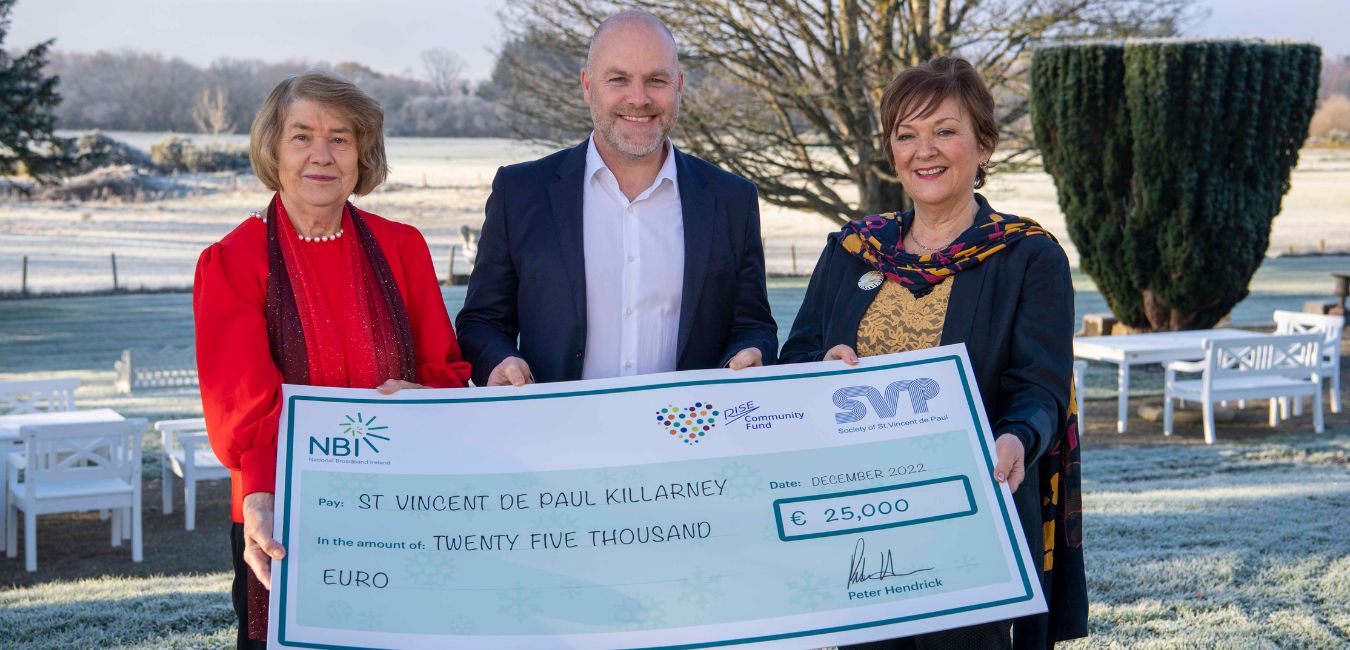 €25,000 donation to SVP Killarney and RISE grants to six local groups as National Broadband Ireland marks milestone in Kerry